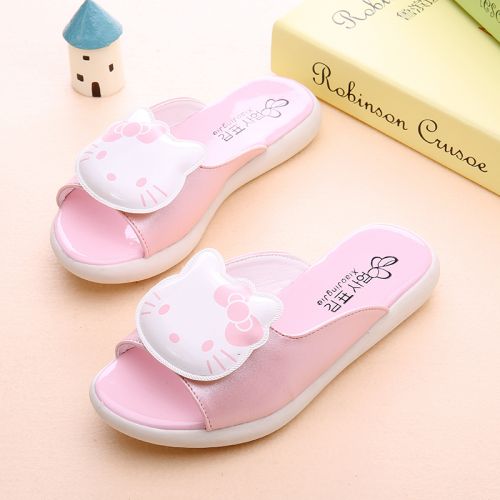 Pantoufles enfants en Cuir spatial pour été - semelle plastique Ref 986514