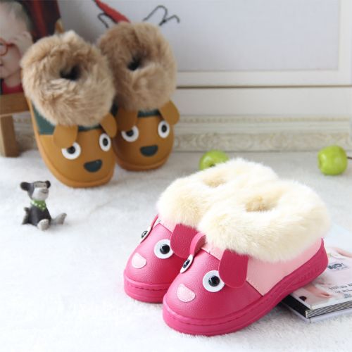 Pantoufles enfants en similicuir pour hiver - semelle caoutchouc antidérapant Ref 986606