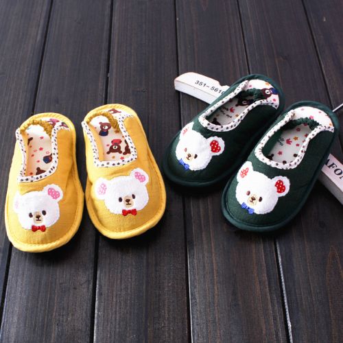 Pantoufles enfants en coton pour printemps - semelle plastique Ref 987049