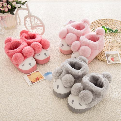 Pantoufles enfants en pour hiver - semelle caoutchouc Ref 987078