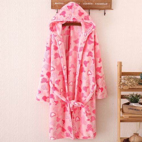  Peignoir jeunesse WOWPINK Ours en dentelle rose velours corail robe - Ref 596279