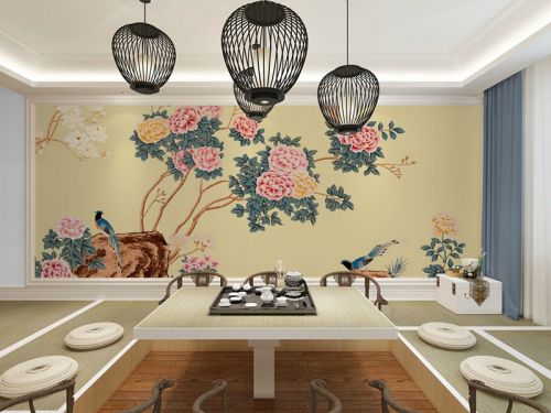 Poster mural géant moderne chinois - papier peint en soie Ref 2450362