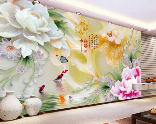 Poster mural géant moderne chinois - papier peint en soie Ref 2450669