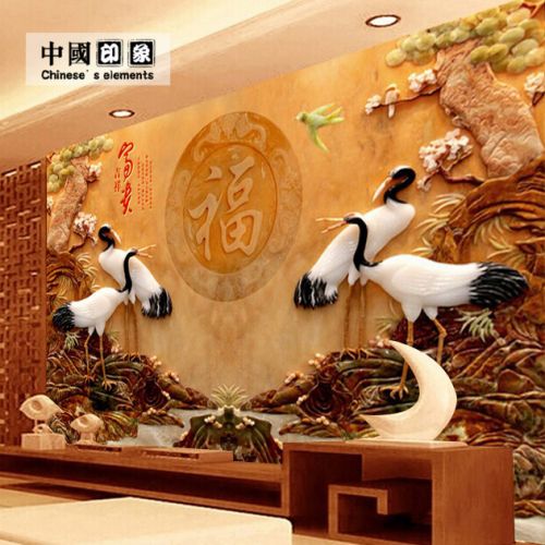 Poster mural 3D géant moderne chinois - papier peint en soie Ref 2451903