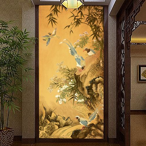 Poster mural géant moderne chinois - papier peint en soie Ref 2453252