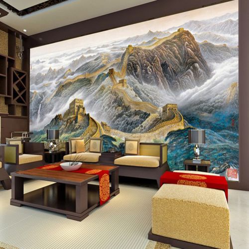 Poster mural 3D géant moderne chinois - papier peint en soie Ref 2453296