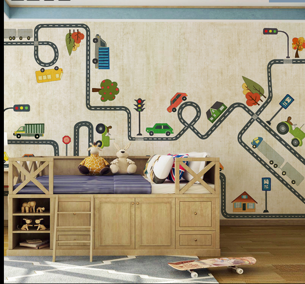 Poster mural géant nostalgie rétro - papier peint en soie Ref 2453306