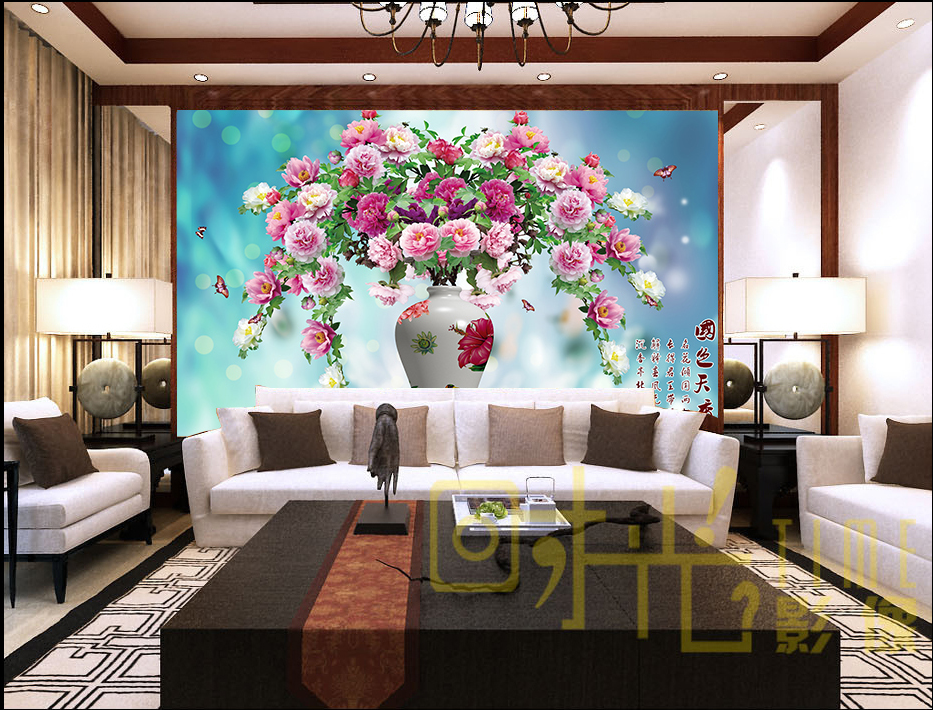 Poster mural géant moderne chinois - papier peint en soie Ref 2455457