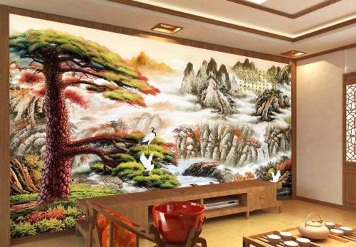 Poster mural géant moderne chinois - papier peint en soie Ref 2455663