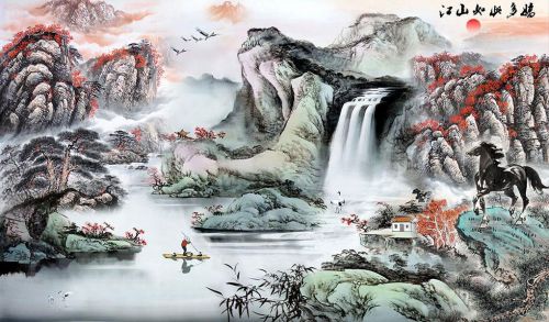 Poster mural géant moderne chinois - papier peint en soie Ref 2455683