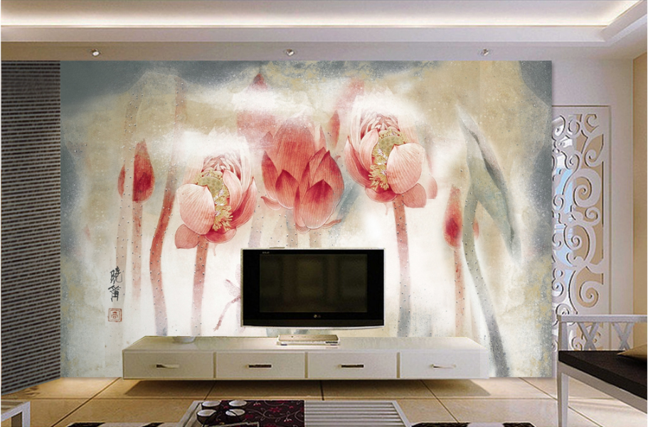 Poster mural géant moderne chinois - papier peint en soie Ref 2455833