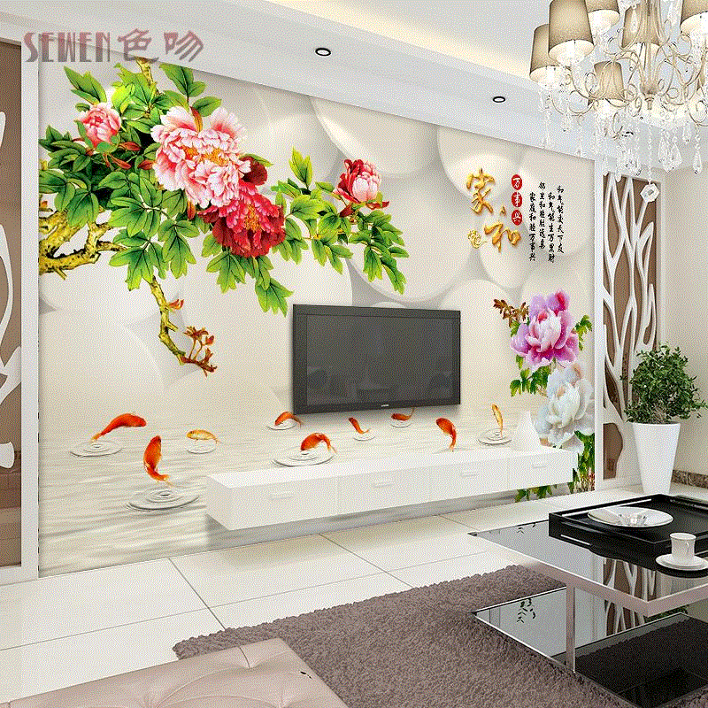 Poster mural géant SEWEN moderne chinois - papier peint en soie Ref 2459201