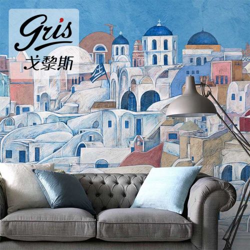 Poster mural géant GRIS Méditerranée - Ref 2459452