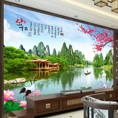 Poster mural géant moderne chinois - papier peint en soie Ref 2460935