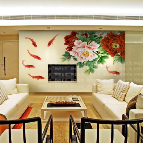 Poster mural géant moderne chinois - papier peint en soie Ref 2461181