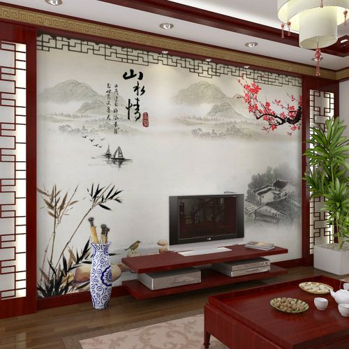Poster mural géant moderne chinois - papier peint en soie Ref 2461637