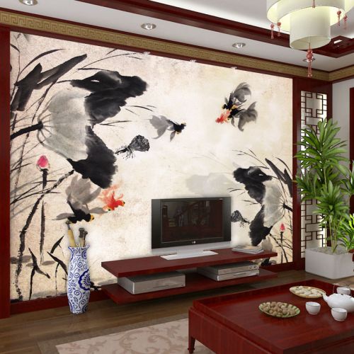 Poster mural géant moderne chinois - papier peint en soie Ref 2461646