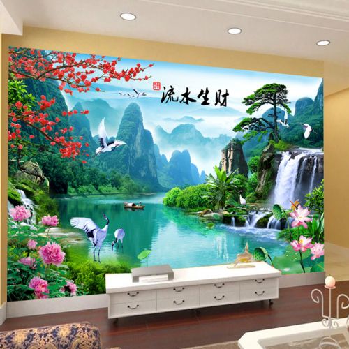 Poster mural géant moderne chinois - papier peint en soie Ref 2462173