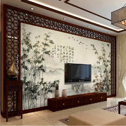 Poster mural géant moderne chinois - papier peint en soie Ref 2462174