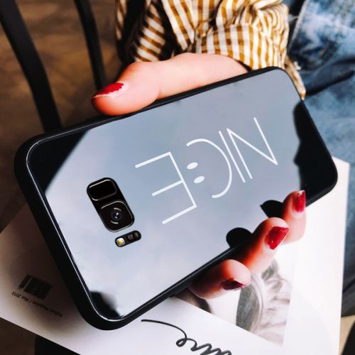 Protection téléphone mobile CONNER - Net rouge Samsung s8 + coque de telephone portable en verre anti-chute tout compris modeles et hommes personnalite silicium creatif couple ins vibrant avec le meme paragraphe s9 marque la 