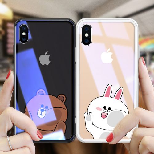 Protection téléphone mobile VPOWER - iPhonex Mobile Shell Apple x Verre Slim Transparent Cartoon Mignon Silicone Anti-Chute Set Ref 3197959