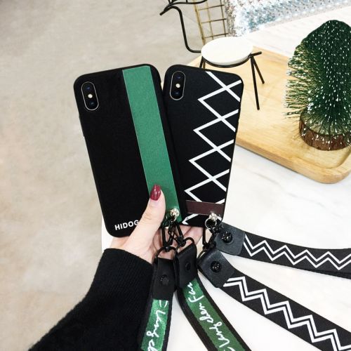 Protection téléphone portable HIDOG - Apple iphonex 7 7plus 8x 6 6s 6splus modeles feminins de coque telephone maree flambant neuf personnalite tout-terrain incassable creative laniere longueur ceinture large decollete suspendu