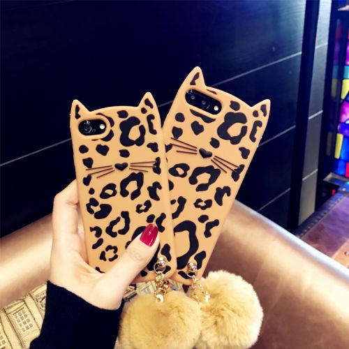 Protection téléphone portable - coque molle de boule cheveux leopard Iphone7 Ref 3195680