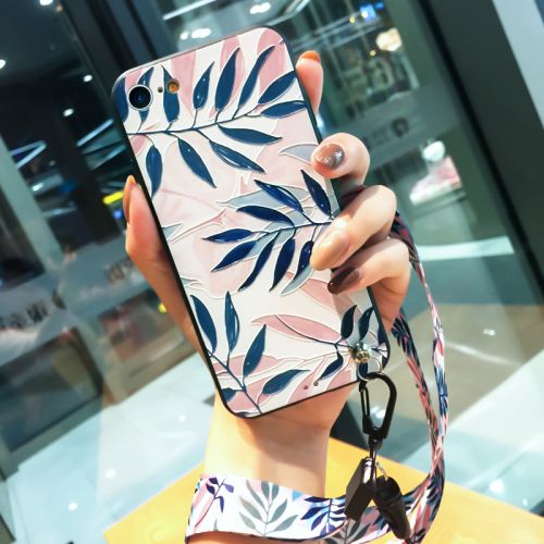 Protection téléphone portable HIDOG - Apple iphone6 6s 7 7plus 8x coque de telephone mobile tout en personnalite incassable creative soft edge silicone ins fraiche petites feuilles peuvent laniere Ref 3196247