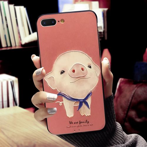 Protection téléphone portable HIDOG - Apple iphone6 6s 7 7plus 8x shell de telephone tout-inclus anti-chute en relief personnalite creative nouveaux modeles feminins dessin anime mignon cochon lapin glacage Ref 3197073