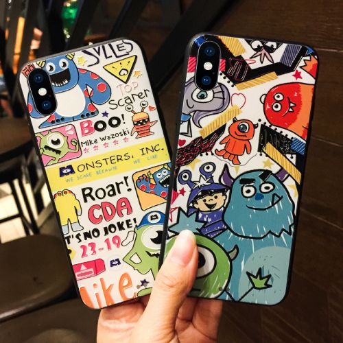 Protection téléphone portable HIDOG - Apple iphone6 6s 7 7plus 8x shell telephone mobile tout compris doux bord personnalite anti-chute creatif en relief japonais et s dessin anime couple monstre hommes femmes nouveaux Ref 3197089