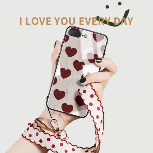 Protection téléphone portable VPOWER - Apple 7plus telephone mobile maree marque iphone8 nouveau verre 6splus modeles feminins 8plus personnalite retro ip8 vin rouge amour Ref 3198072