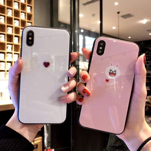 Protection téléphone portable X-IT - Iphone7 coque pour telephone 8plus fruit L amour Lapin Couple verre Ref 3198219