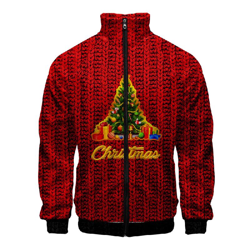 Pull Noël 3D col montant veste zippée - Ref 3423545