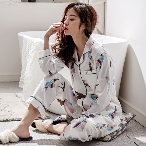 Pyjama pour femme WOL-BAR en Soie de glace à manches longues - Ref 2987678
