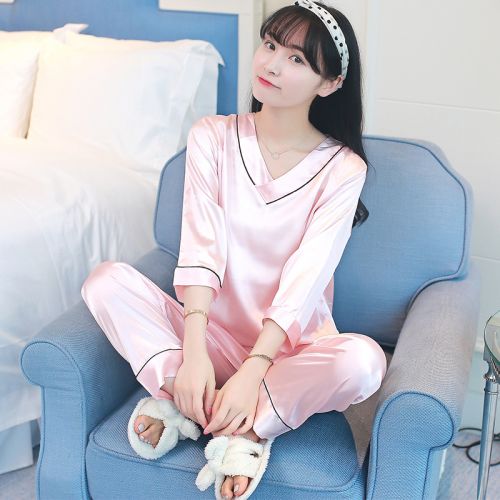 Pyjama pour femme en Soie de glace à manches longues - Ref 2987830