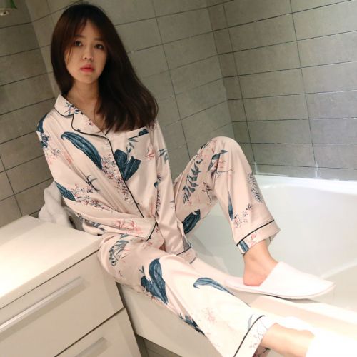 Pyjama pour femme en Soie de glace à manches longues - Ref 2987862