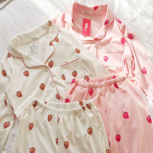 Pyjama pour femme PINKDACKEB en Coton à manches longues - Ref 2988030