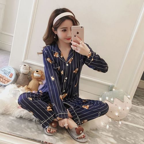 Pyjama pour femme en Soie de glace à manches longues - Ref 2988081