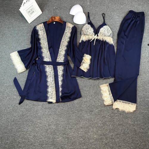 Pyjama pour femme en Soie de glace à manches longues - Ref 2988138