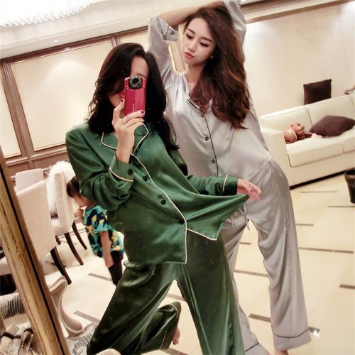 Pyjama pour femme en Soie de glace à manches longues - Ref 2988146