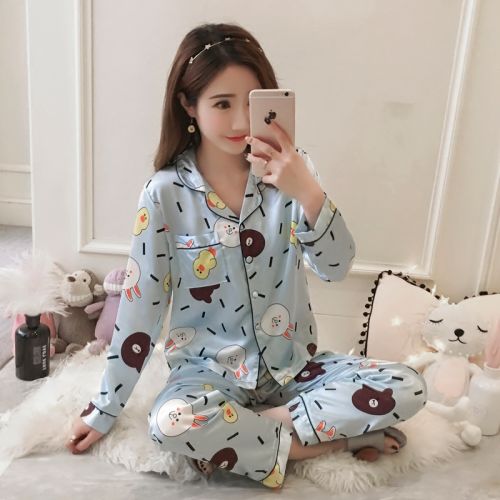 Pyjama pour femme en Soie de glace à manches longues - Ref 2988183