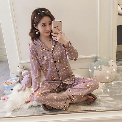 Pyjama pour femme en Soie de glace à manches longues - Ref 2989741