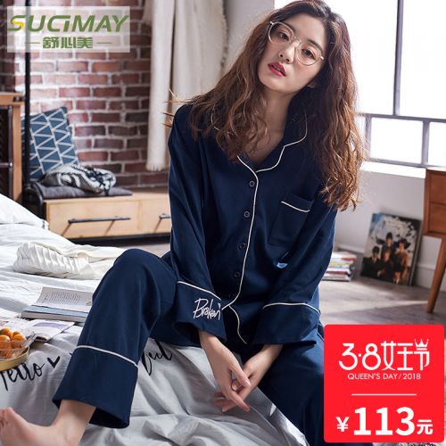 Pyjama pour femme en Coton à manches longues - Ref 2990886
