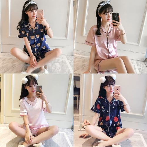 Pyjama pour femme en Soie de glace à manche courte - Ref 2990914