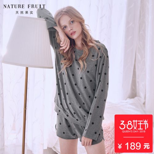 Pyjama pour femme NATURE FRUITS NATURELS en Coton à manches longues - Ref 2991109