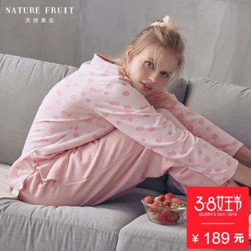 Pyjama pour femme NATURE FRUITS NATURELS à manches longues - Ref 2991115