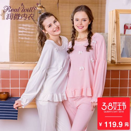 Pyjama pour femme REALWILL en Coton à manches longues - Ref 2991300