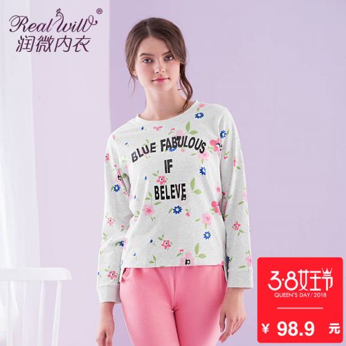 Pyjama pour femme REALWILL en Coton à manches longues - Ref 2991331