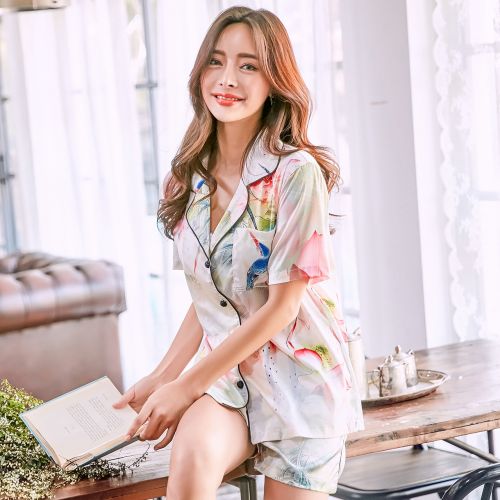 Pyjama pour femme en Soie de glace à manche courte - Ref 2991348