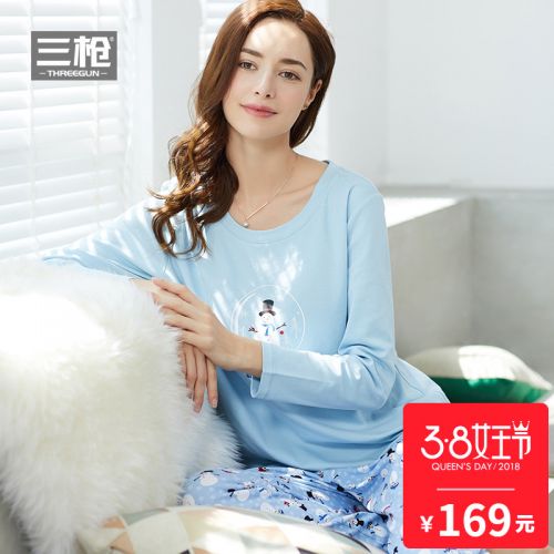 Pyjama pour femme THREEGUN en Coton à manches longues - Ref 2992120
